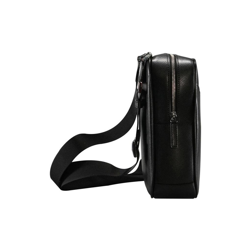 Montblanc Zipper Closure Leather Shoulder Crossbody Bag Men Bags Black 113189