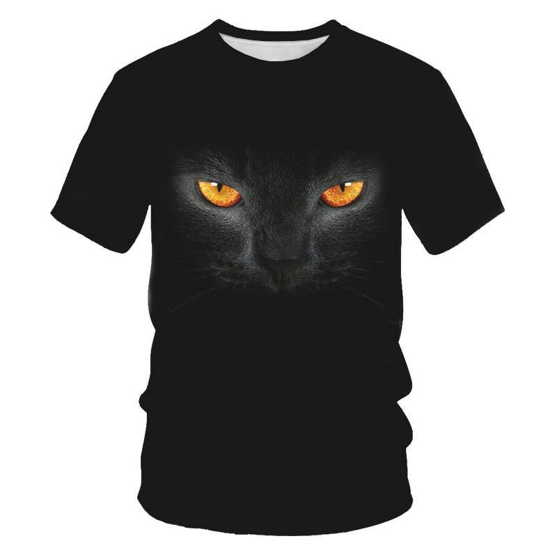 Summer Trendy Animal Cat Round Neck Short Sleeved 3D Digital Printed Men's Short Sleeved T-shirt