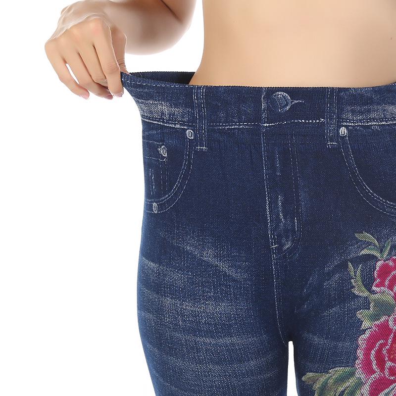 Sexy Cotton Imitation Denim Rose Print 
