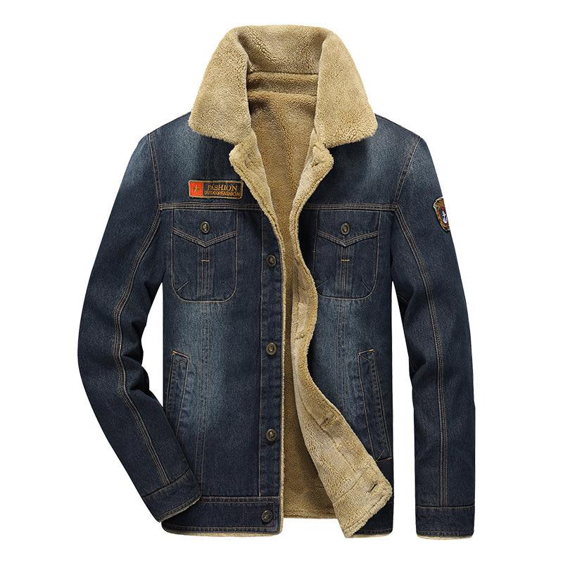 Winter Thick Fleece Lined Denim Jackets Fashion Mens Warm  Outerwear