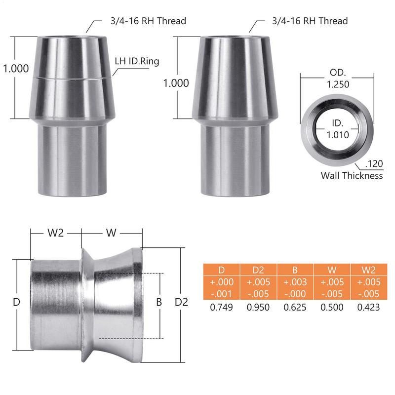 3/4" Heim Joint Rod End Kit 2pcs Rod Ends Chromoly Joints Rod End Left Right Thread Heim Joint End Kit With Spacer Car Accsesory