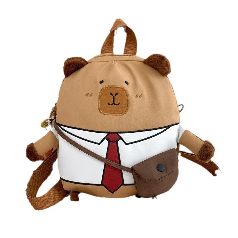 Panda Capybara Cartoon Backpack Student Cute Bag Multiple Compartments Storage