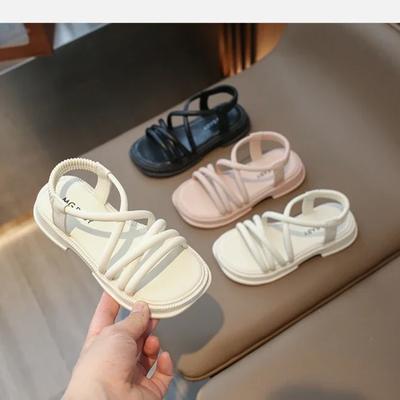 Sandali Bambina PU Versatili Morbidi Open-toe Traspiranti Semplici Moda Estiva Scarpe Casual Bambini Principessa Bambini Chic PU