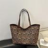 Splicing Largecapacity Leopard Print Bags for Women's New Models Is Popular Today for Class Commuting Literary Tote Bags