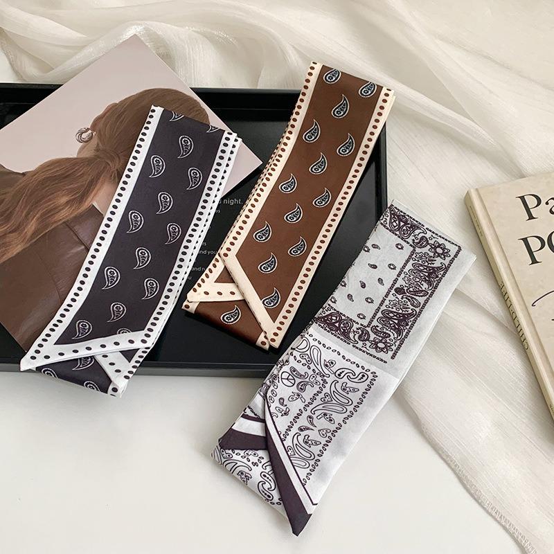 New long silk scarves, high-end spring and summer travel, tied hair, bag decoration, streamer, multi-functional fashion headband, tied hair