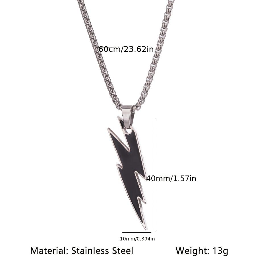 Hip-hop Style Lightning Stainless Steel Necklace, Unique Streetwear Choker, Unisex Versatile Pendant, Hypoallergenic and Colorfast