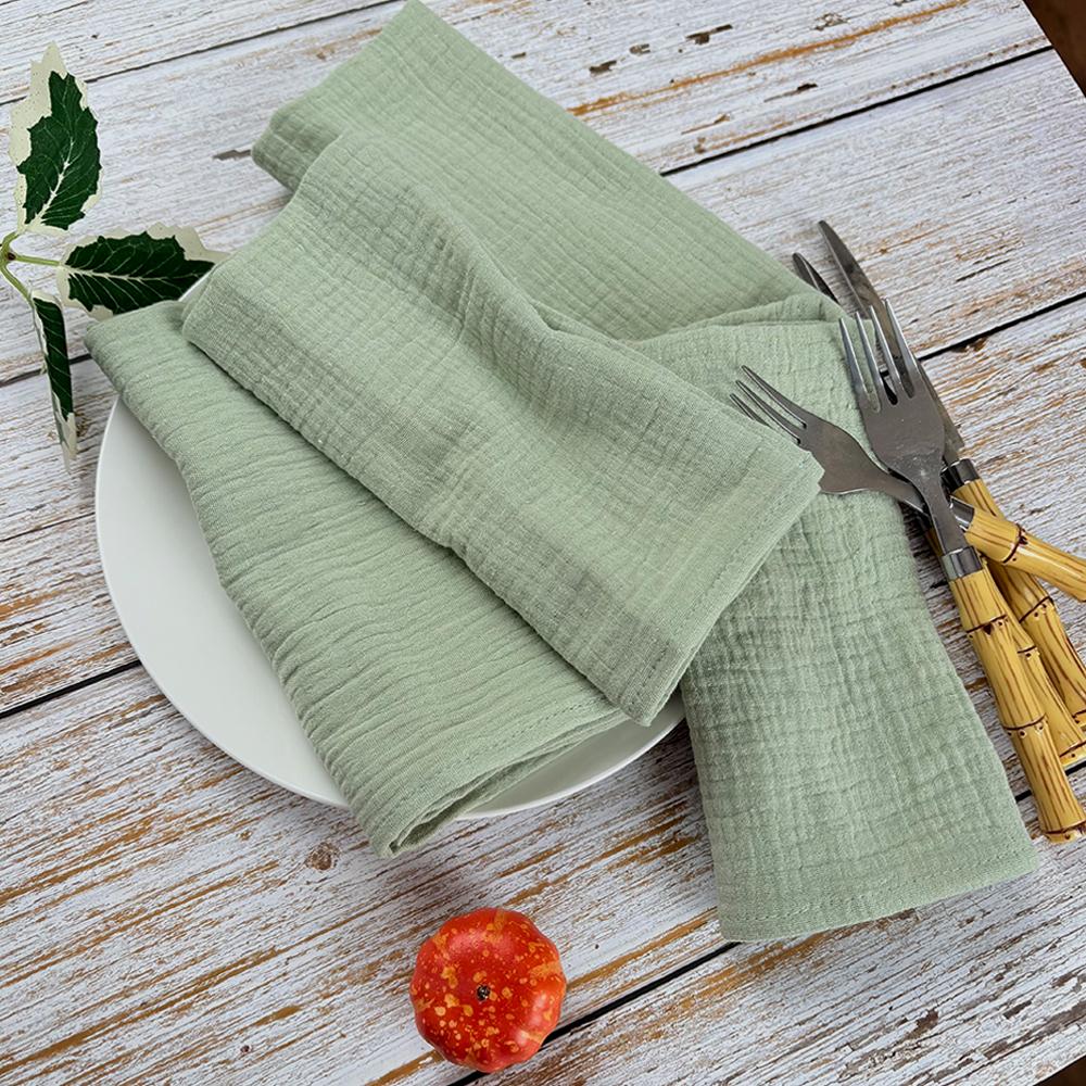 40x40cm Cotton Gauze Cloth Napkins Set of 4 Soft Handmade Double Layer Reusable Dinner Napkin Square for Wedding Party Dinners