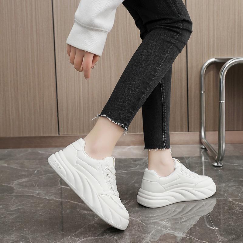 Xfc02 New Solid Color Casual Sneakers  Spring and Summer Versatile Simple Thick Bottom Height Increasing Women Shoes Wear-Resistant Breathable