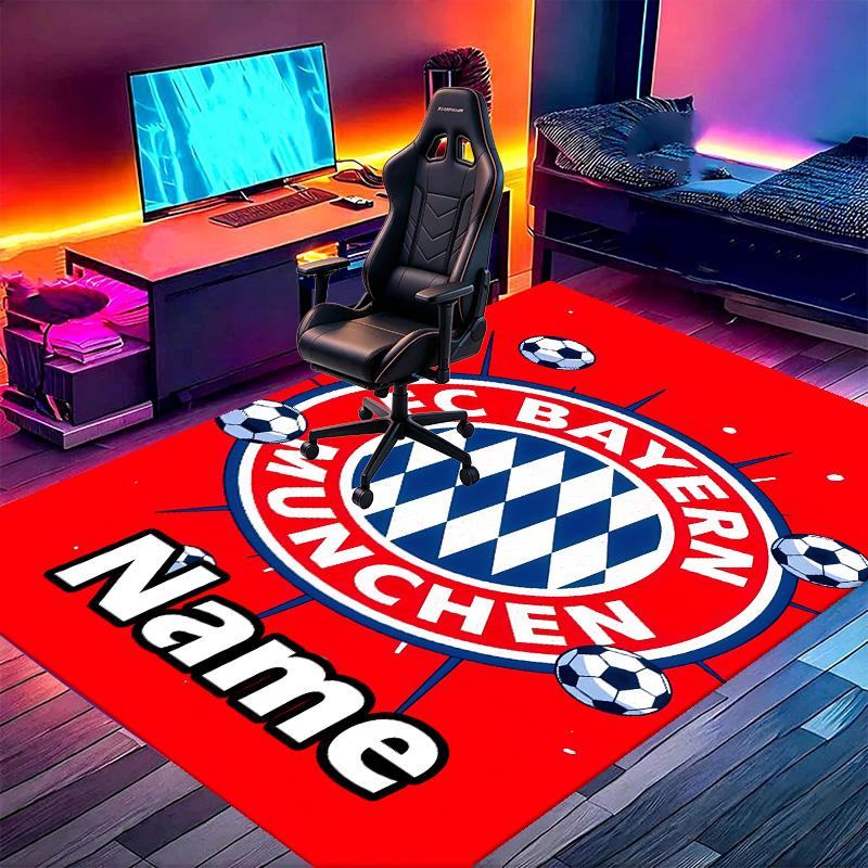 Custom Name Personalized FC Bayern Print Carpet, Versatile Home Decor Rug, for Playroom, Apartment, Balcony, Entryway, Hallway Gift