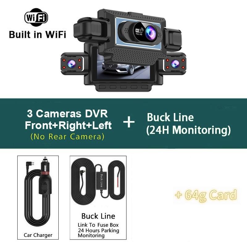 4-Channel 360° Dash Cam for Cars – WiFi APP, 1080P, 4 Camera Lenses, Rear View, Video DVR