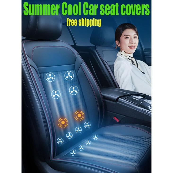 Autositzkissenbezug, Kühlluft, belüfteter Ventilator, kalter Wind, atmungsaktiv, verstellbar, Kühlerpolsterschutz, Auto-Innenraum