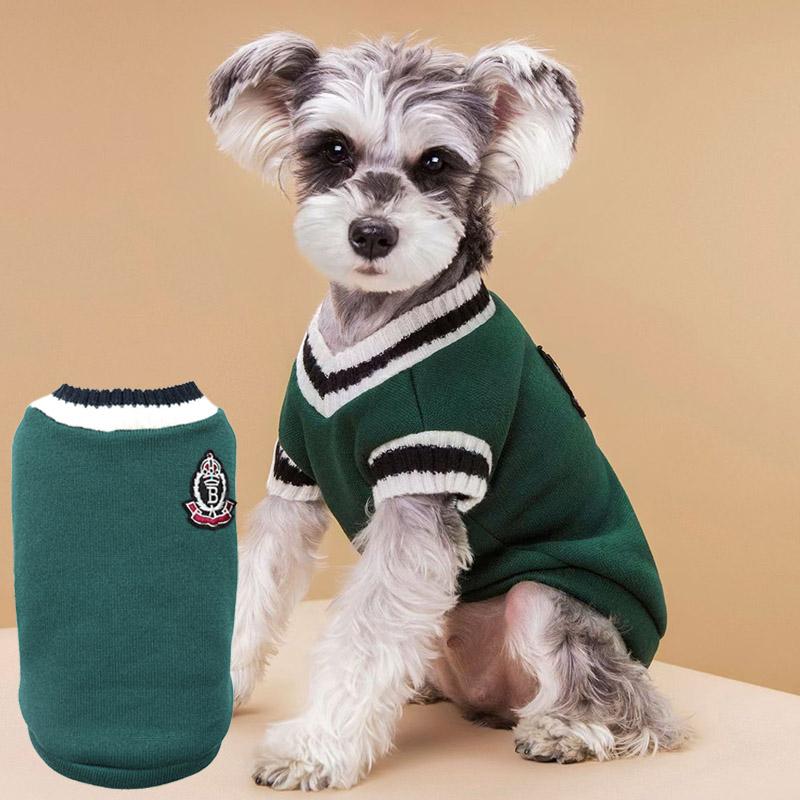 Autumn and winter knitted vest V-neck college style pet clothes vest Teddy Winter Warm Pet Sweater College Style Puppy Knitwear
