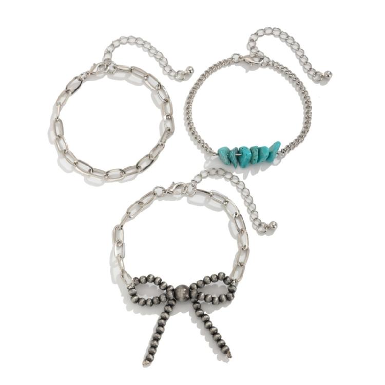 Unique Bowknot Design Bracelet Set Necklace with High Quality Alloy and Beads for a Fashion Statement