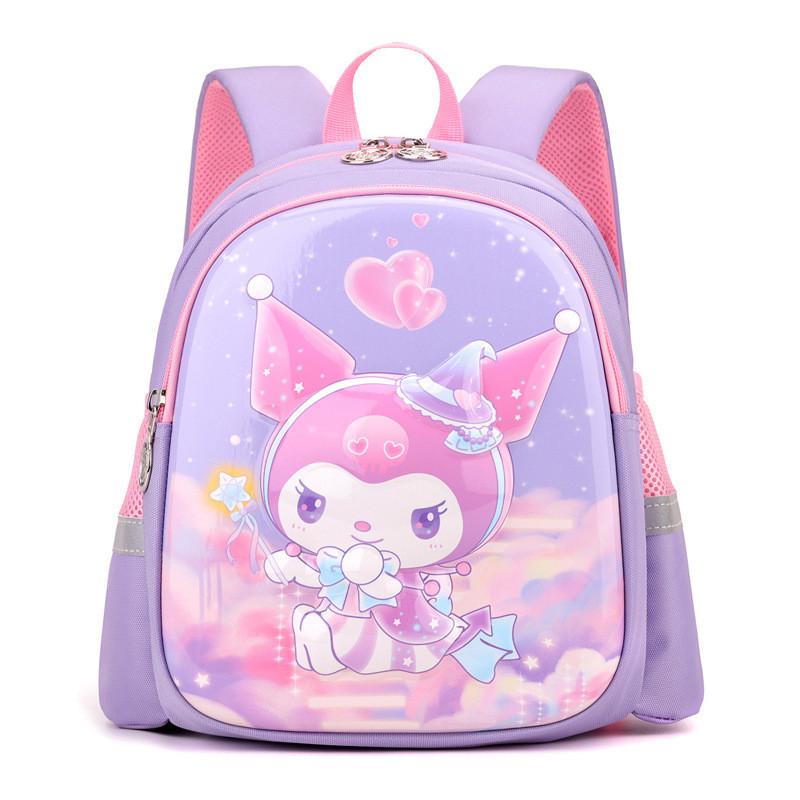 

Adorable Cartoon Backpack For Kids Fashionable Nylon Shell With Cute Designs Purple Kuromi