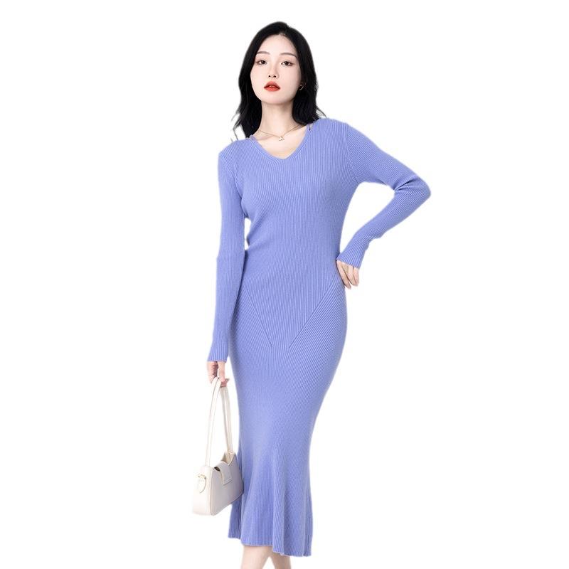 Temperament Gentle Knitted Dress for Women Slim Inner Tight Bottoming Sweater Skirt Fall Winter 2025 Elegant Women's Knit Dress Trendsetting Outfits