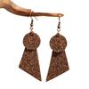 New Vintage Cork Dangle Earrings Geometric Design Retro Vacation Vibe Versatile Elegant Slim Face Ear Accessories For Ladies