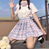 Ash Women's Academy Style Sailor Suit: Short Sleeve JK Student Uniform with Genuine Pleated Short Skirt
