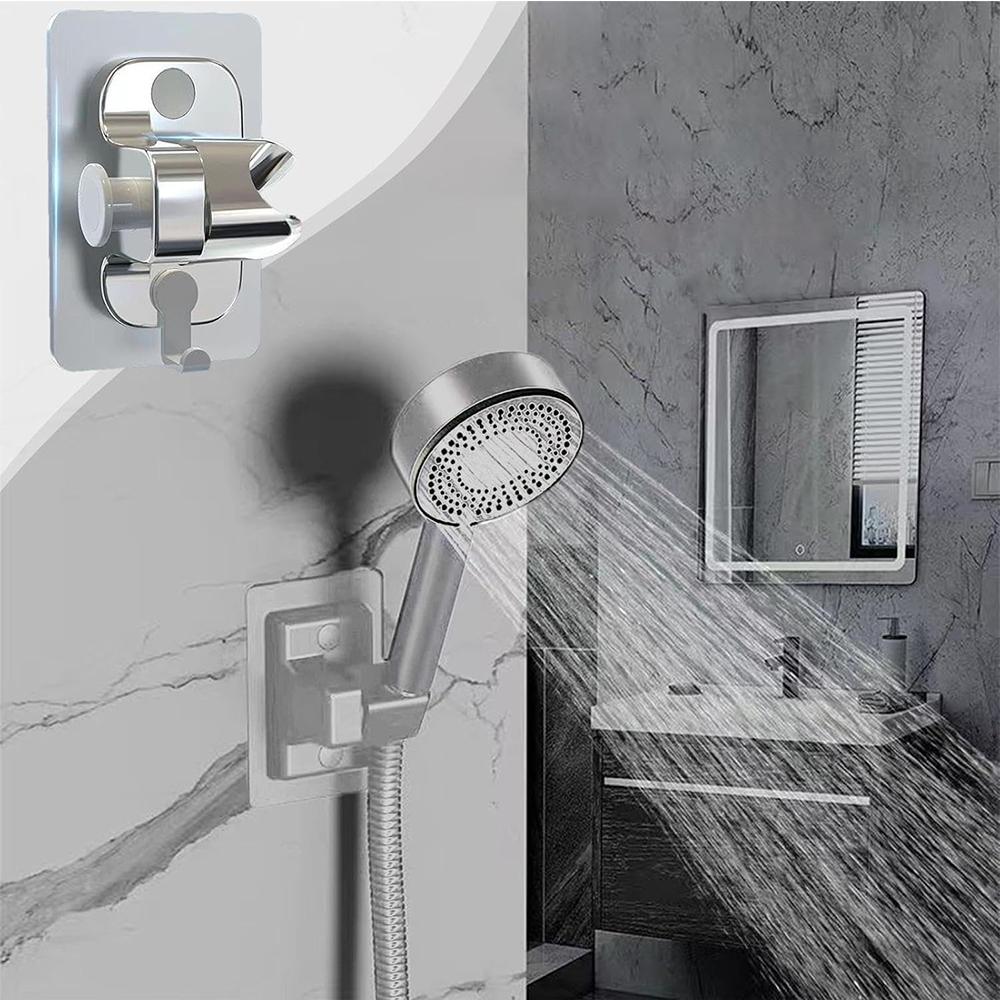 1 Stück Universal Duschkopfhalter Verstellbar Stark Klebend ABS Duschhalterungen mit Haken Wandmontage Wasserdichte Duschbasis