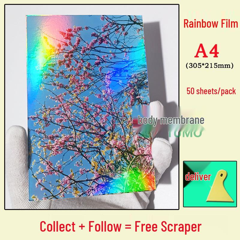 Glossy A4 Cold Lamination Film, Self-Adhesive for Photo and Bookmark Protection, 6-Inch Specimen Laser Leaf