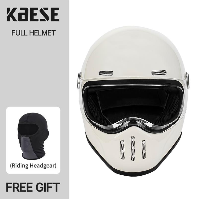 New Fashion Retro Motorcycle Helmets Fiberglass Shell Vintage Cafe Racer Fiber Glass Full Helmet for Motocross Scooter