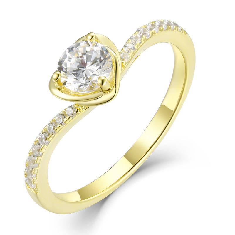 S925 Sterling Silver CZ Ring For Women Minimalist INS Style Luxury Fashion Jewelry No. 7 золотой