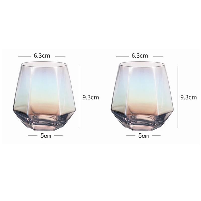 2 Stück/1 Stück Sechseckiges Glas Geschenk für Freund 320ml Buntes Transparentes Trinkgeschirr Whiskey Weingläser Haushalt Saftbecher Wassergläser