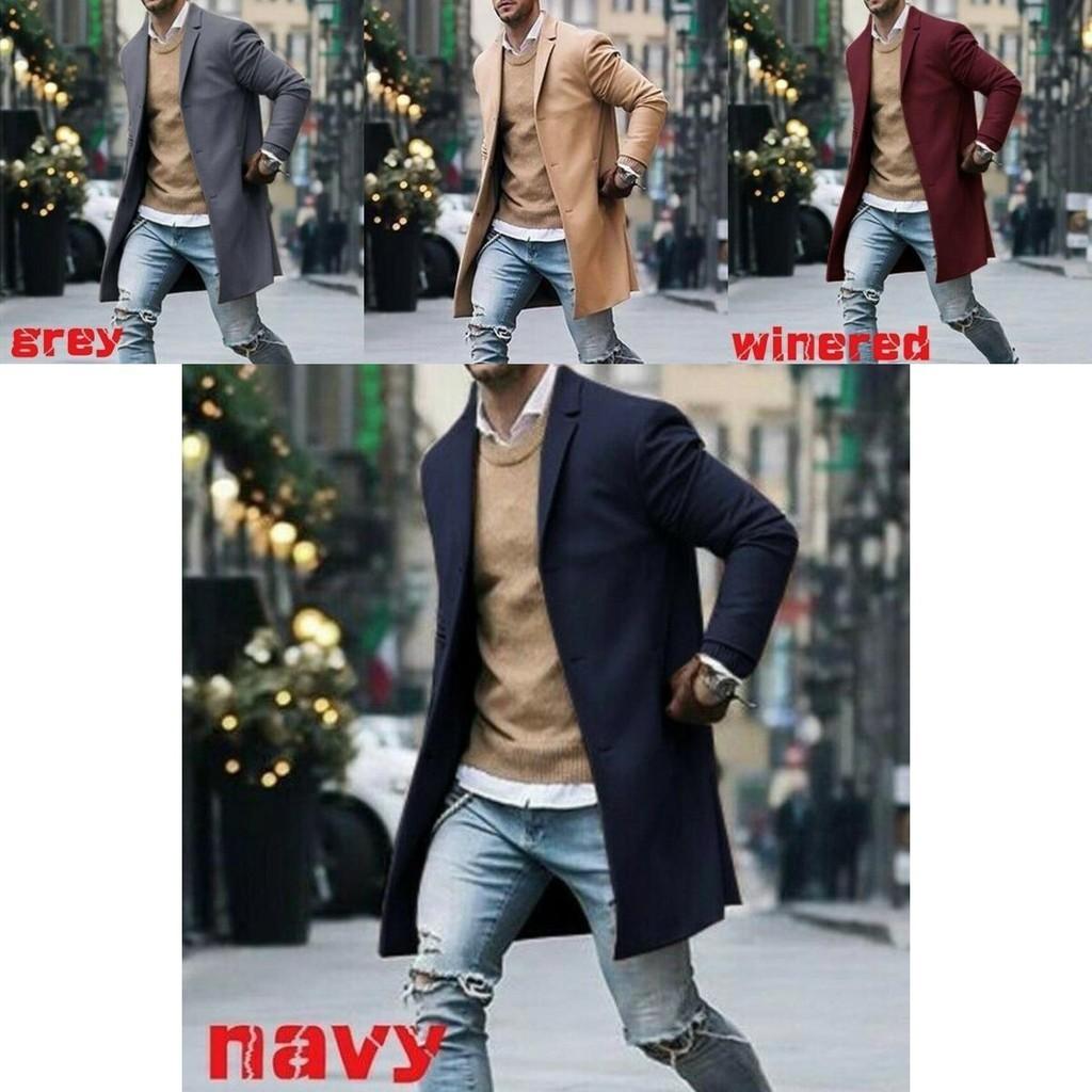 Elegant Men's Lapel Coat Trench Coat With Classic Notched Lapel And Button Up Closure