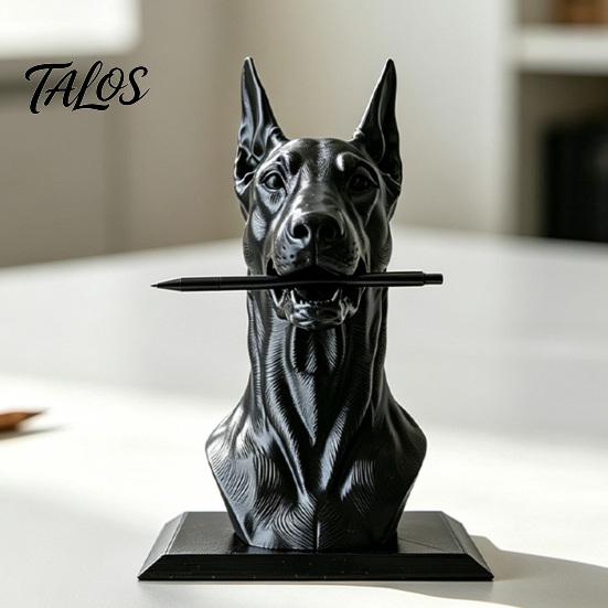 Modern Home Office Organizer Doberman Dog Shape Pen Holder, Creative Plastic Stationery Organizer, Artistic Workstation 3D Print Desktop Decoration,