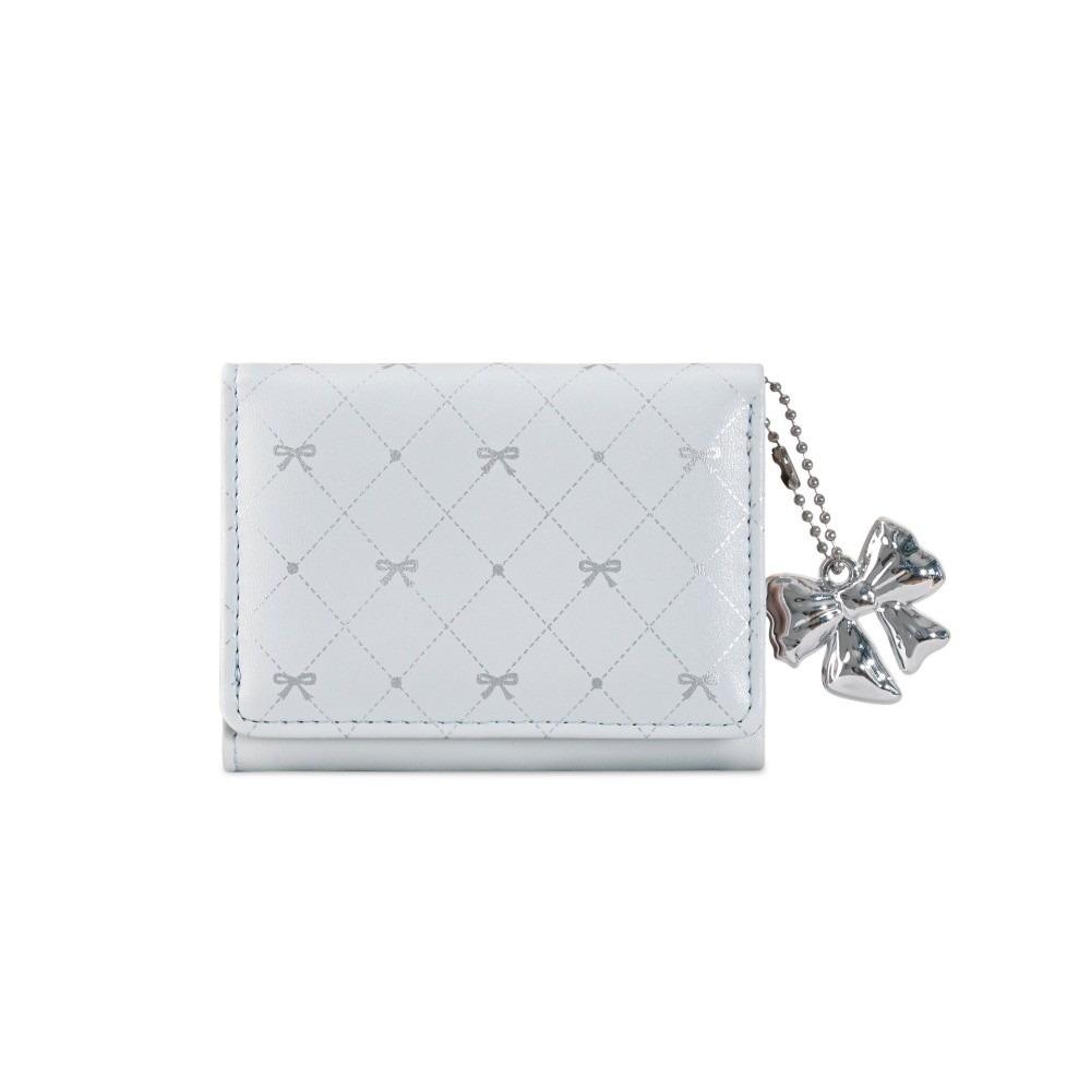 Fashion PU Leather Short Wallet Large Capacity Multi Card Slots Money Bag Cute With Bow Pendant Card Holder for Women Girls