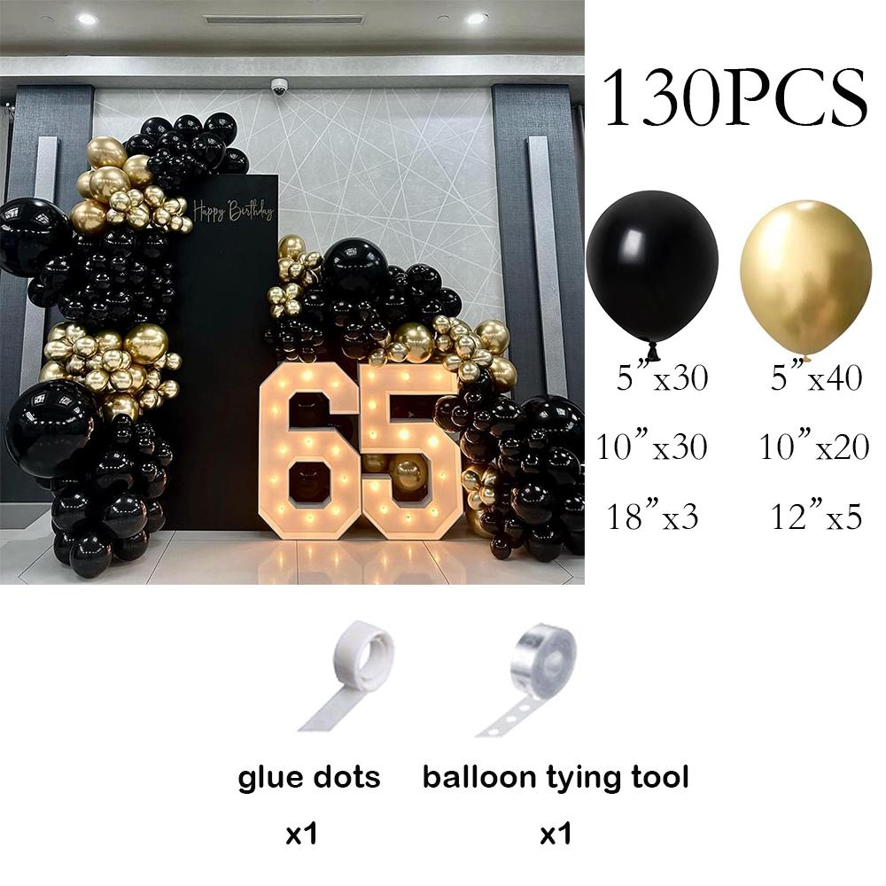

65th Black Theme Balloons Garland Arch Black Gold Balloon Kit Graduation Baby Shower Wedding Birthday Party Decoration Globos AS Picture