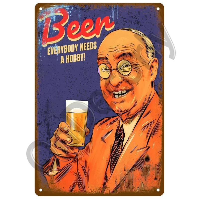 Retro Drink Plaque Art  Beer Wine  Whiskey Decor for Bars  Man Caves