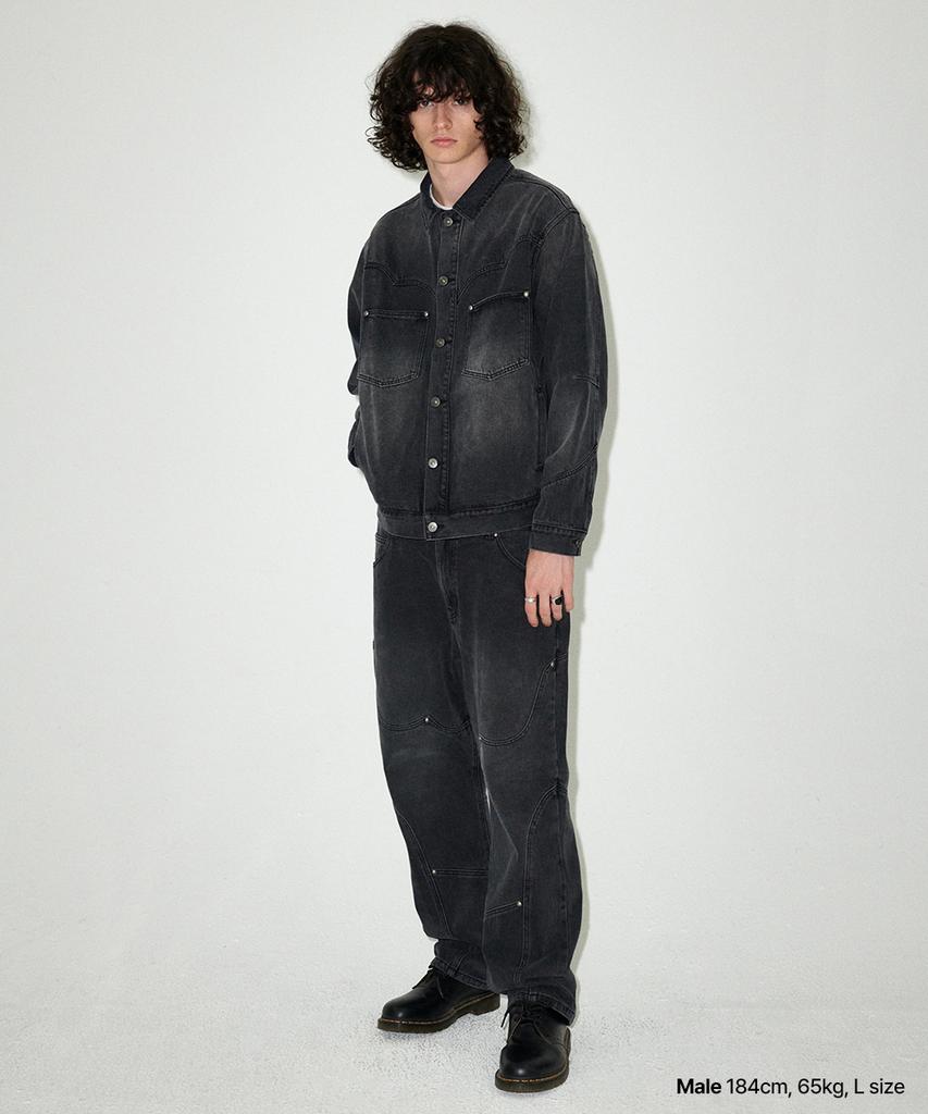 Mahagrid Western Denim Jacket Black(Mg2Efmd115A)