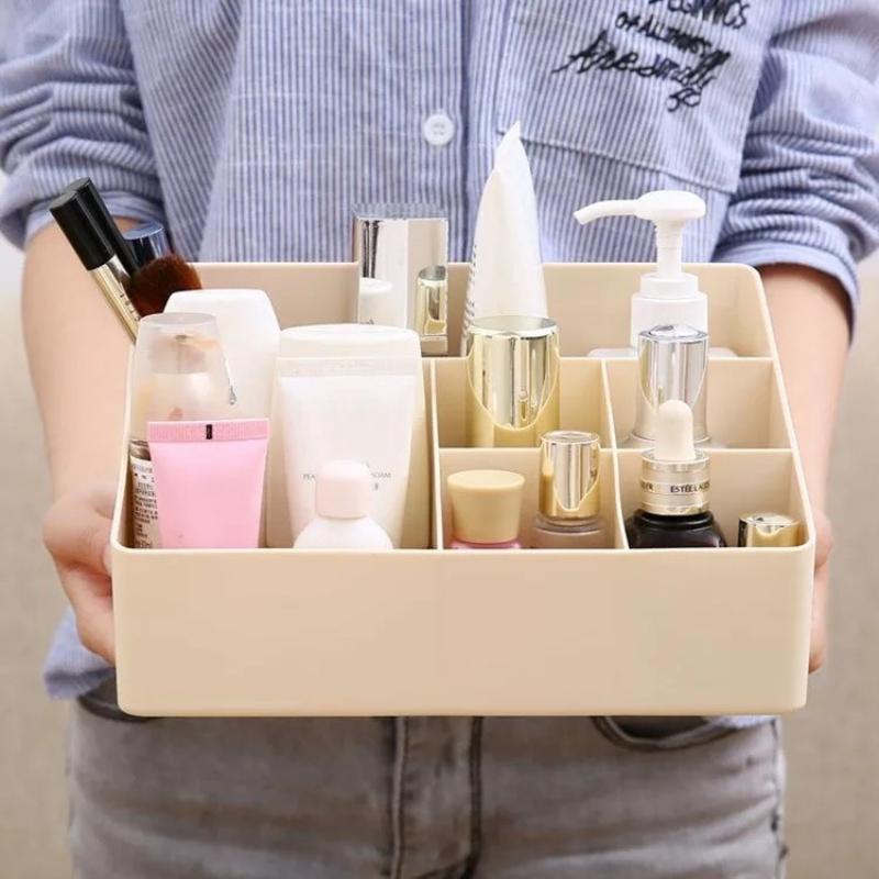 Multi Functional Cosmetics Storage Box 6 Compartments Office Desktop Storage Organizer Plastic Storage Box Makeup Organizer Box