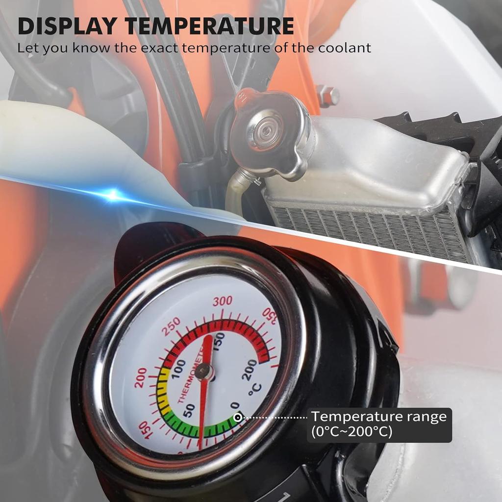 NICECNC Motorcycle Radiator Cap with Temperature Gauge Compatible with Yamaha Raptor700R 2006-2026, YFZ450R 2021-2026, Wolverine X2/X4 2018-2020, See