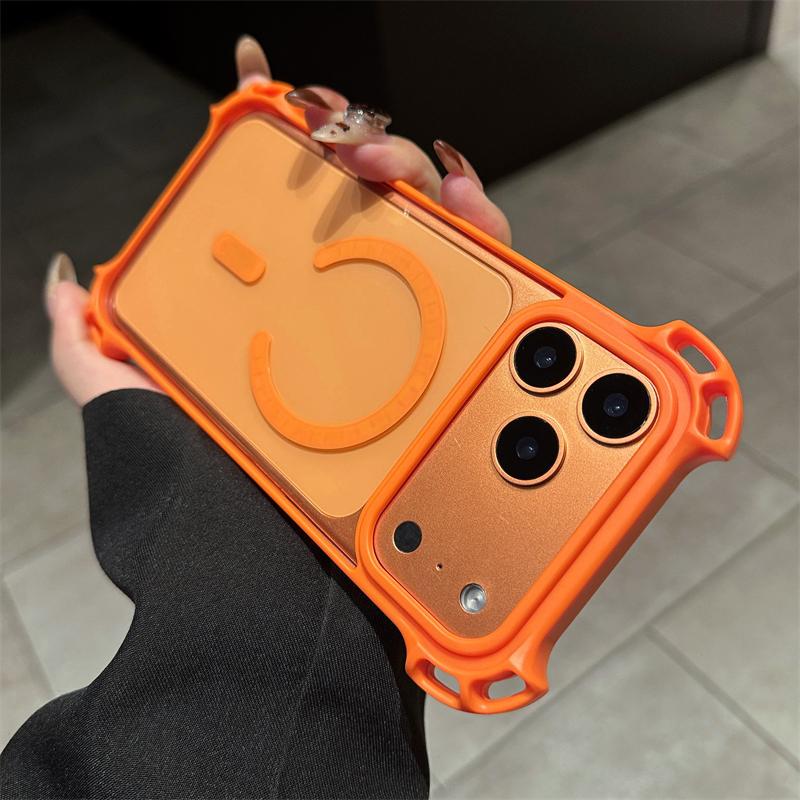 

Four Corner Shockproof Bumper Magnetic Clear Case For iPhone 17 16 14 15 13 12 Pro Max Plus 11 For Magsafe Wireless Charge Cover iPhone 11 помаранчевий