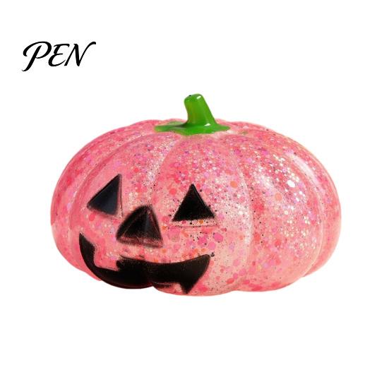 Tension Relieving Squeeze Toy Halloween Glitter Pumpkin Stress Ball, Head for Focus Improvement Sensory Tools Relief, Creepy Fidget Party Favors TPR