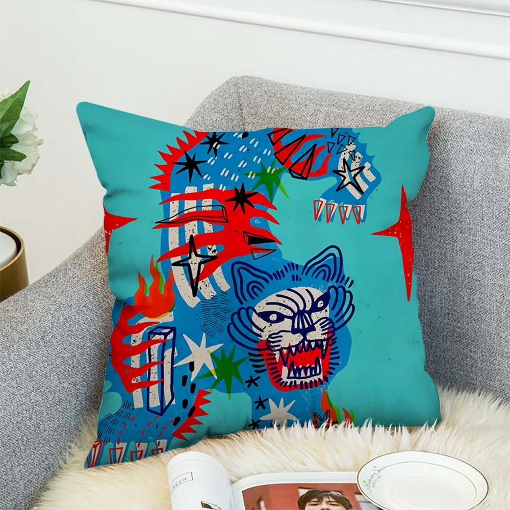 Kwonnys Abstract Art Pillow Case For Car Sofa Decorative Home Double-sided Print Plush Square Throw Pillow Cushion Cover