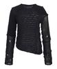LALAFOX Knit Unbalance Shoulder Slit T-Shirt Black Bq4Kl003