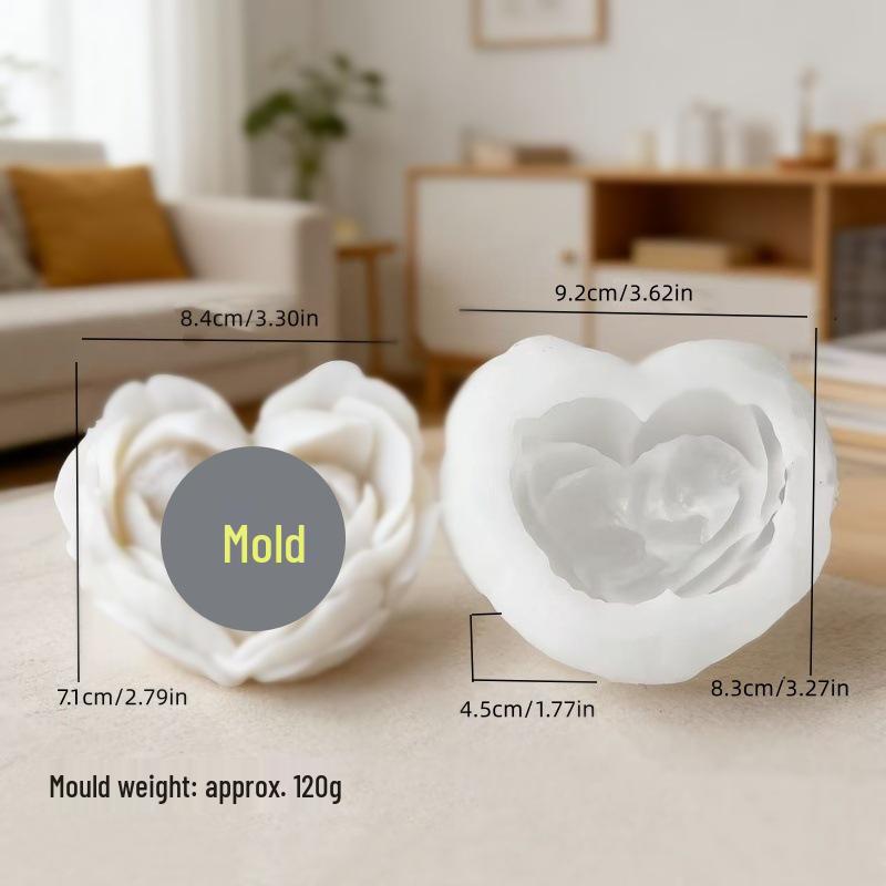 Heart Rose Flower Scented Candle & Handmade Soap Silicone Mold
