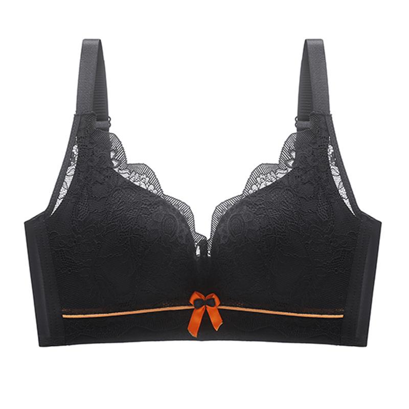 Lace contrasting latex bra without steel ring gathering and closing breast upper support adjustment set