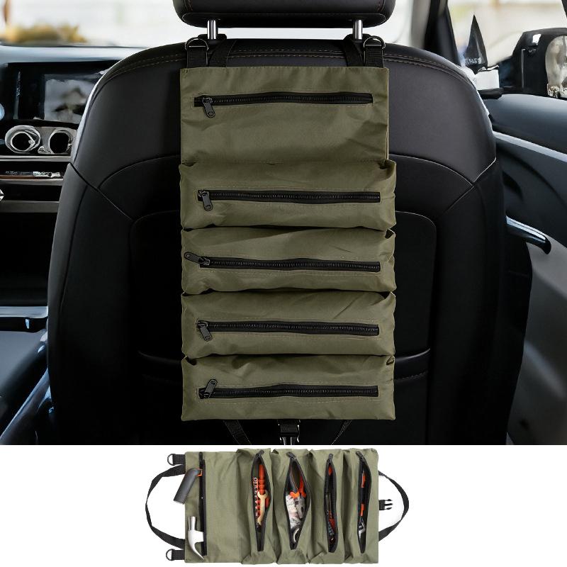 Heavy Duty Roll Up Tool Bag Oxford Fabric Multi Compartment Organizer for Home Garage Hand Tool Storage