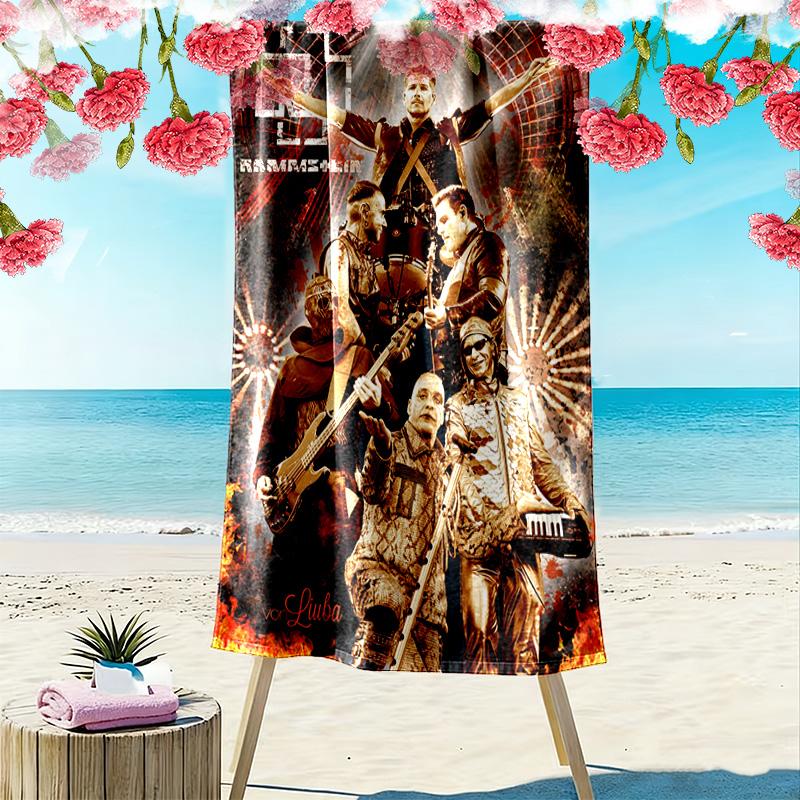 NDH Band R-Rammstein Print Strandtuch, Großes Weiches Schnelltrocknendes Handtuch für Strand Camping Schwimmen