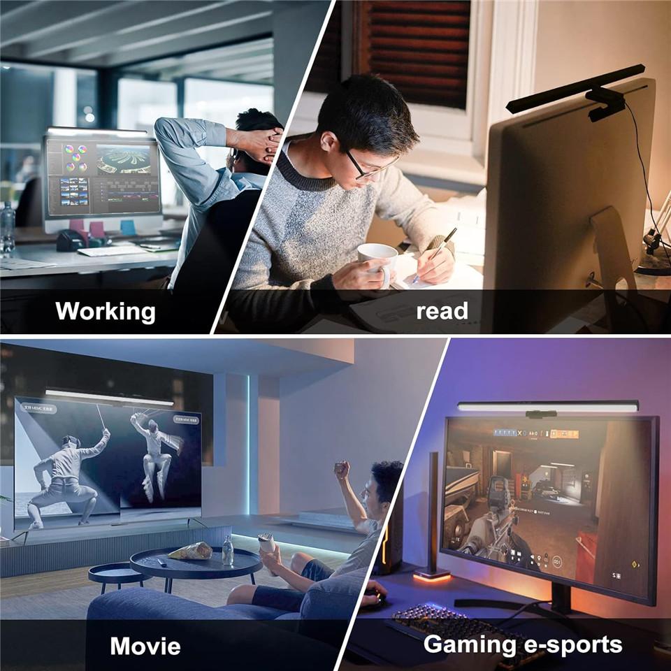 Stolní lampa pro péči o oči LED Počítač PC Monitor Světelná lišta Plynulé stmívání 50CM Čtecí lampa USB napájená Závěsná stolní svítidla