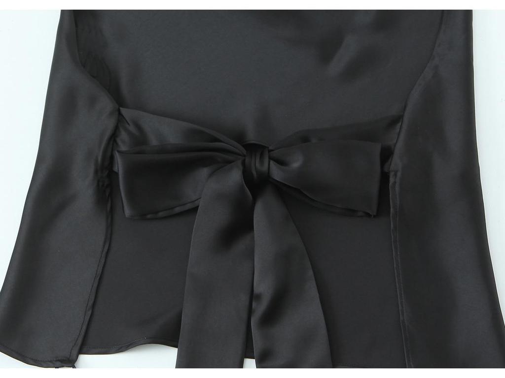 2025 Spring Women's European & American Halter Neck Silk Satin Top - Fashionable & Elegant