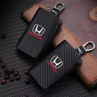 For Civic Accord Cr-v Fit Crosstour Leather Car Key Protection Shell Bag Carbon Filber Car Key Case Car Keychain