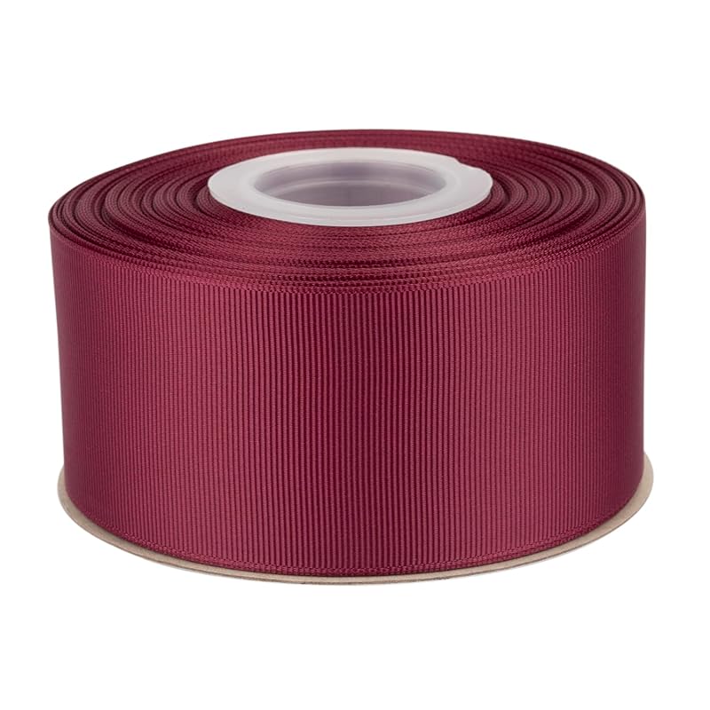 

[Tekdeere]Width 50mm solid Burgundy grosgrain ribbon, perfect for gift wrapping, sewing, hair accessories, wedding decorations - 22 meters/roll