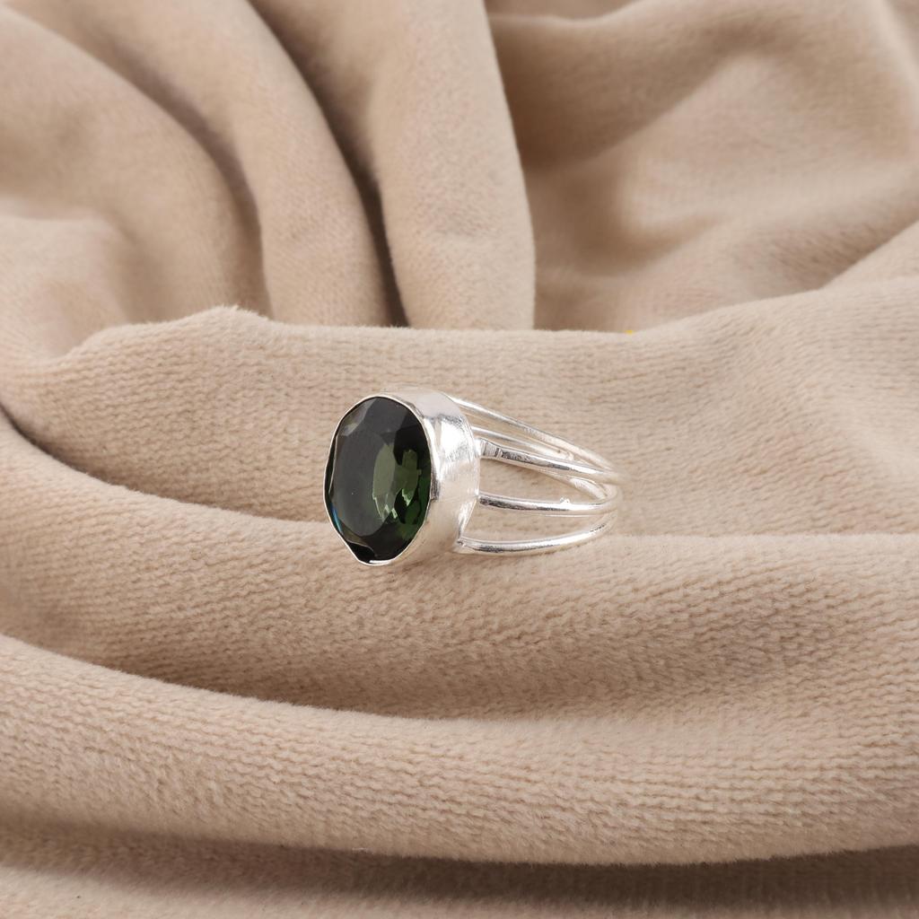 Green Tourmaline Gemstone Silver Elegant Ring, 925 Sterling Silver Women Jewelry For Birthday Gift, October Birth-Stone Gift, Engagement Ring RR-37-10