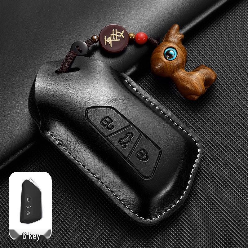Leather Key Case for Volkswagen Models: T-Cross, Lavida, Lamando, Bora, Tiguan, Sagitar, Polo, Magotan, Passat, Tharu