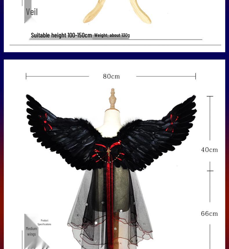 Halloween Angel & Demon Feather Wings Cloak - Costume Prop for Performances & Cosplay