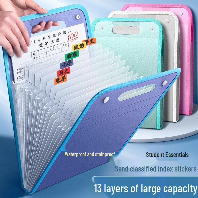 A4 Vertikaler Akkordeon-Ordner mit 13 Fächern - Aufbewahrungstasche mit großem Fassungsvermögen für Testpapiere